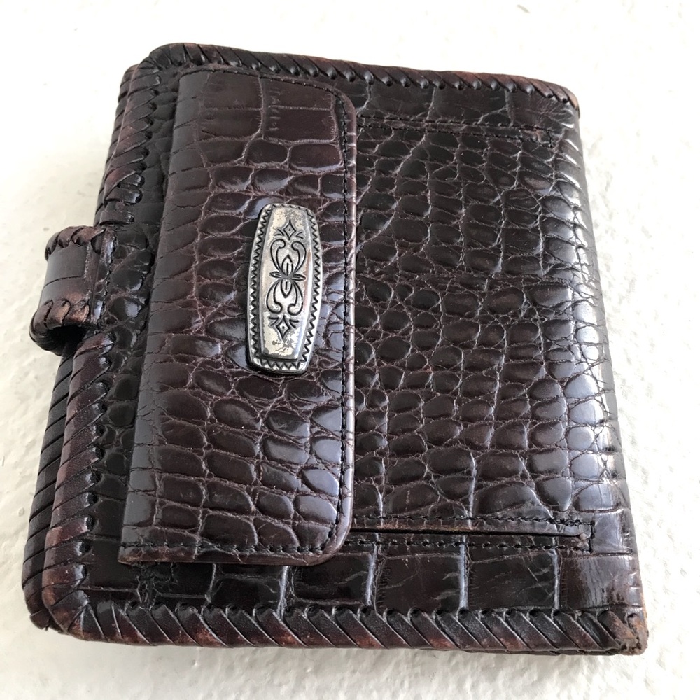 BRIGHTON Brown Crocodile Leather Wallet
